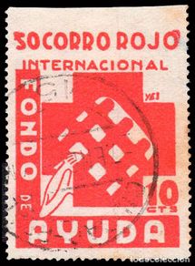 Briefmarken: España - Guerra Civil - Viñetas Políticas - Allepuz o 1097 - ”10 cts. Socorro Rojo”